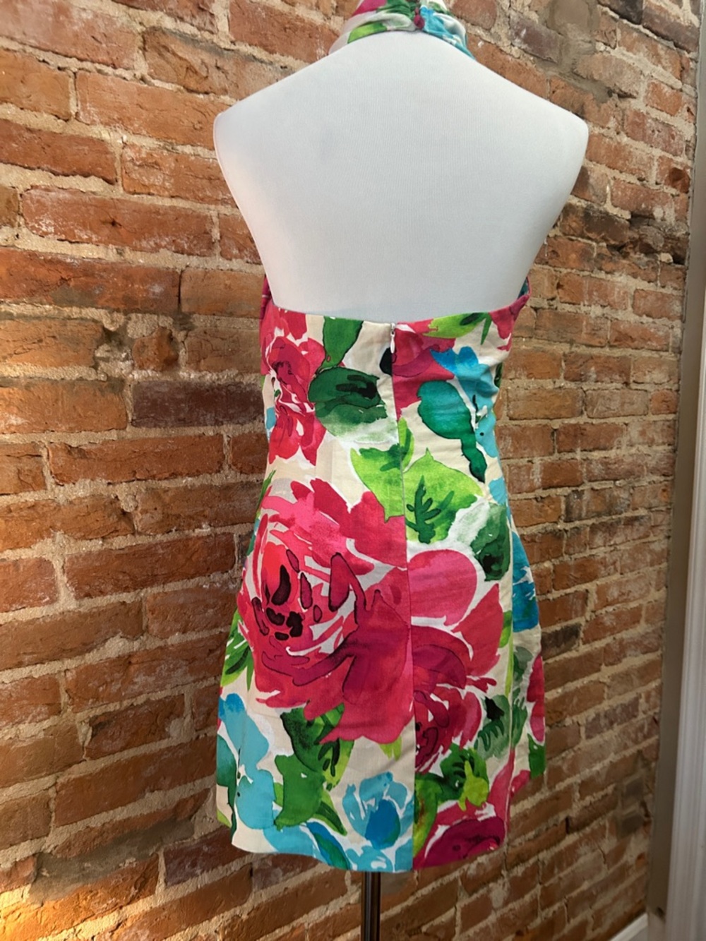 Zara Floral Cross-Front Cutout Mini Dress - Pink & Blue - Picture 2 of 2